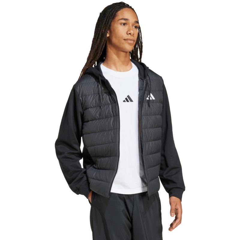 adidas Men's Essentials Climawarm Hybrid Down Hooded Jacket Black KA5251 Ruházat