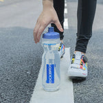Rockbros 750 ml Bicycle Bottle - Transparent with Blue Mouthpiece niebieski || przezroczysty water bottles, training equipment