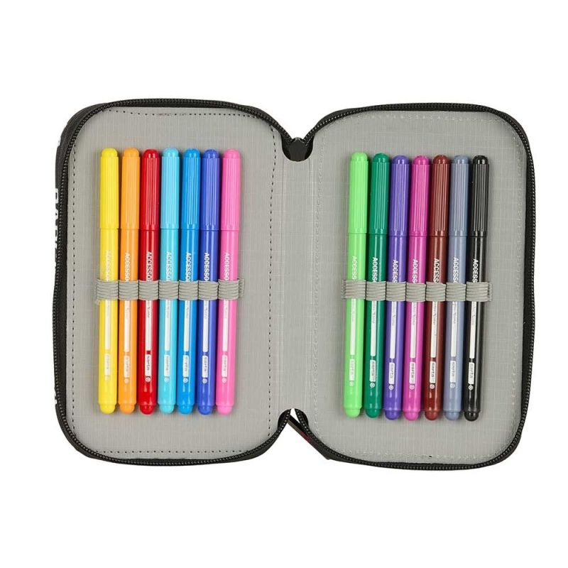 FC Barcelona triple filled pencil case 37 PCS czarny ceruzatartó