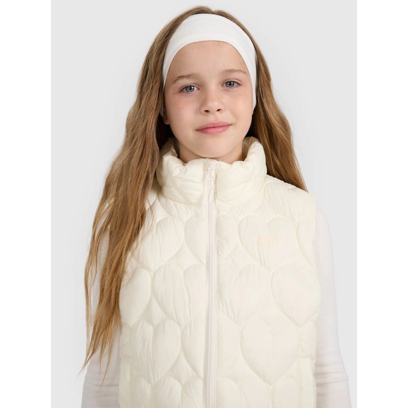 Girls' down vest with synthetic filling 4F 4FJRAW25TVJAF323-11S kabát