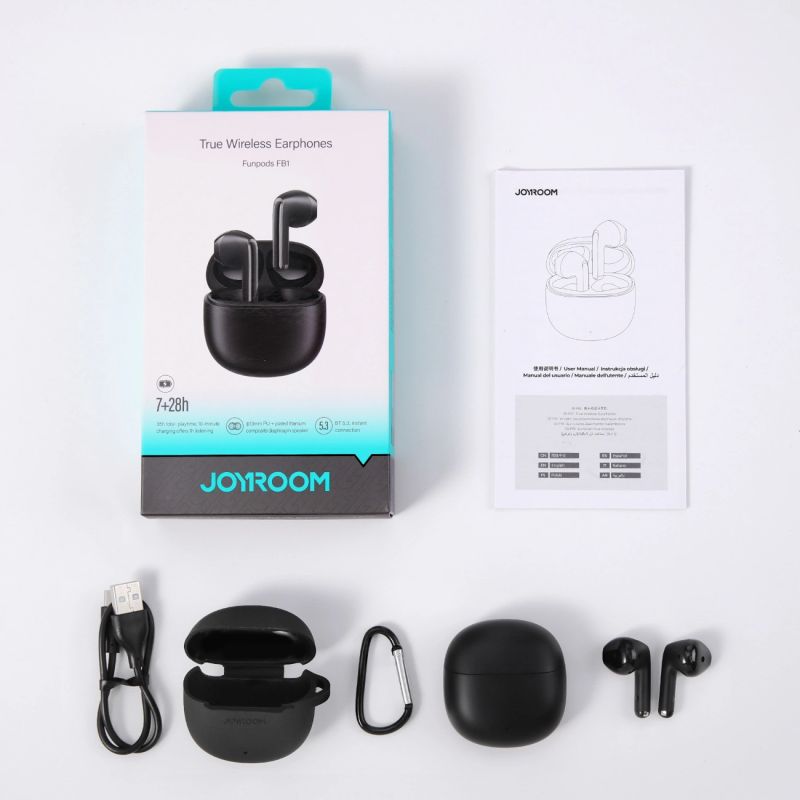 head Joyroom JR-FB1 Funpods Bluetooth 6.0 In-Ear TWS Wireless Headphones - Black fekete headsets