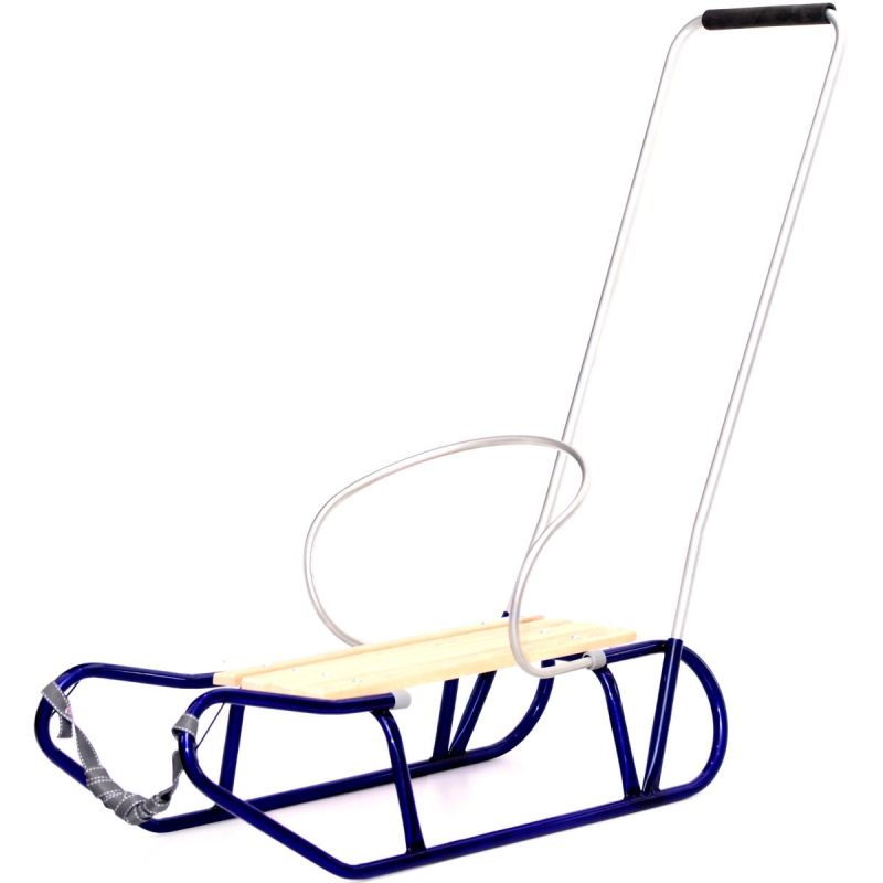 Enero Tomek Metal Sledge With Backrest And Pusher, Blue kék sled