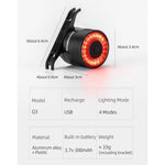 Rockbros Q3 Rear Bike Light with Smart Stop System - Black fekete lights, tourist equipment