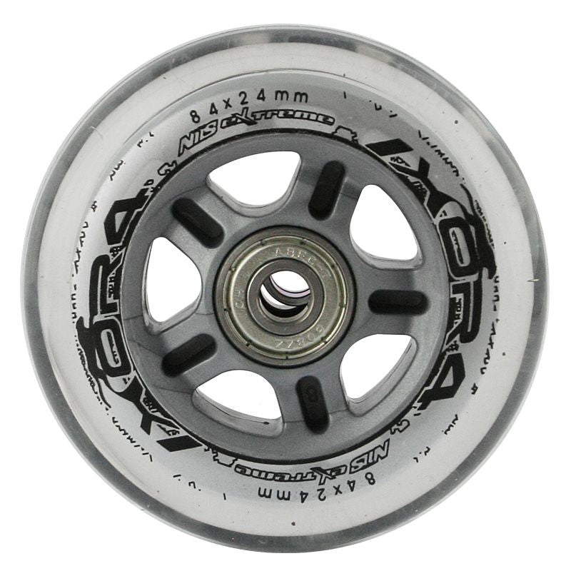 Nils Extreme PU 84x24 82A TRANSPARENT (4 pcs) + ABEC-7 CHROME (8 pcs) SET görkorcsolya 16-32-018