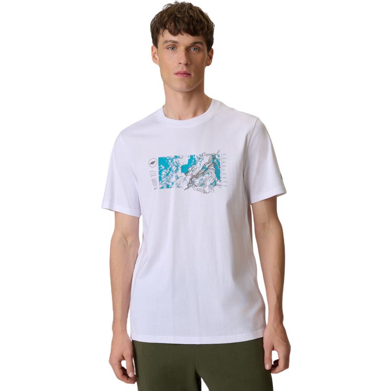 4F Men's T-shirt M2823 white 10S fehér póló 4FWSS26TTSHM282310S
