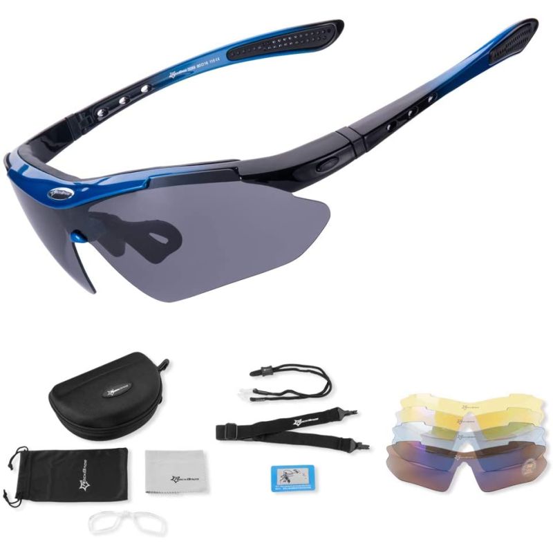Rockbros polarized sunglasses 5 lenses blue kék glasses, training equipment