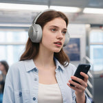 head QCY H3S Wireless On-Ear Headphones with LDAC and ANC Noise Cancellation - Gray szary headsets