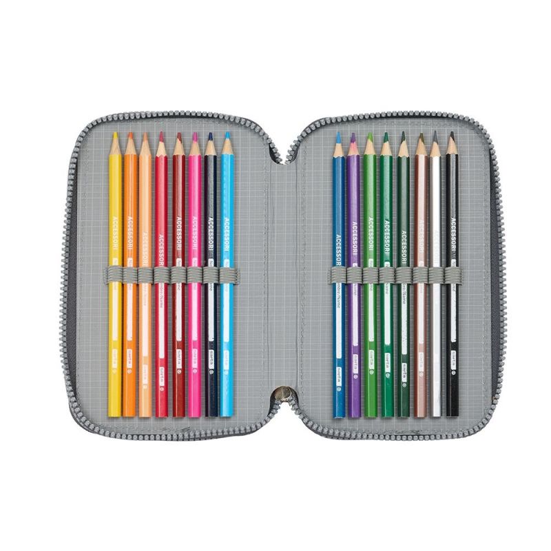 Real Madrid double filled pencil case with accessories 28 pcs wielokolorowy tolltartó
