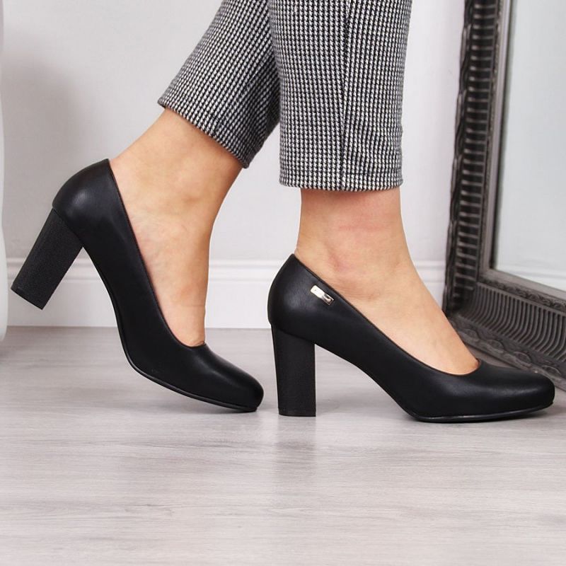 Inny Sergio Leone W SK193A black block heel pumps Utcai cipő