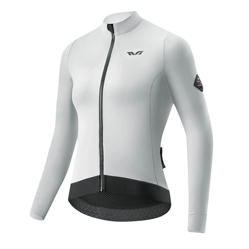 Rockbros TVI women's cycling jersey insulated autumn/winter S - white and gray s \ szary || biały kötött sapka 15310007003-211732