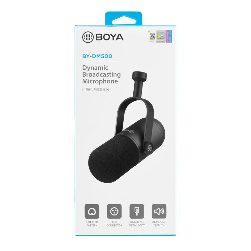 DC BOYA BY-DM500 Cardioid XLR Dynamic Microphone for Podcasts - fekete kiegészítő 304004-212850