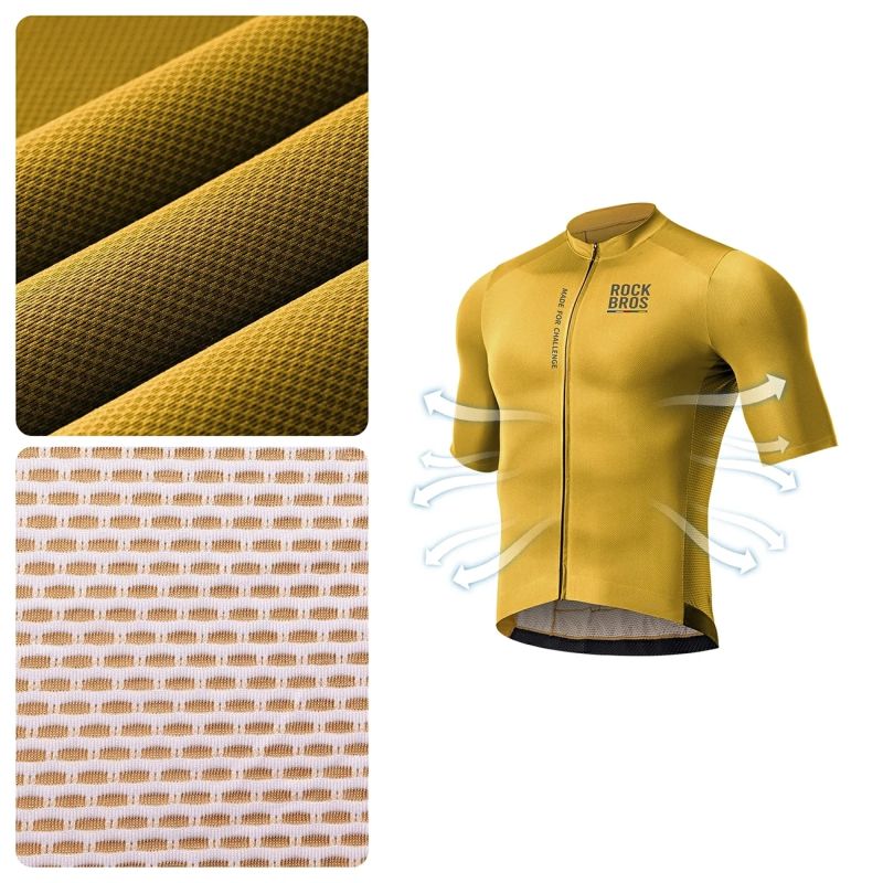 Rockbros 15120014023 ROAD TO SKY men's cycling jersey short sleeve S - yellow s \ żółty póló