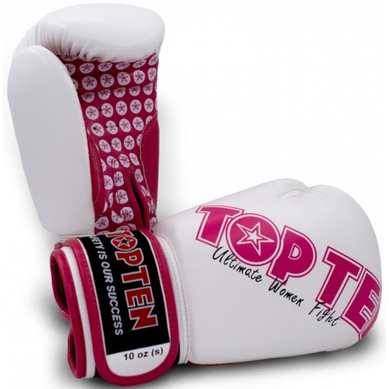 TOP TEN "Woman" Boxing Gloves 10 oz biało - różowy kesztyű