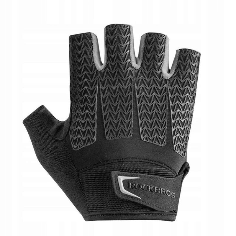 Rockbros L cycling gloves with gel inserts - gray l \ czarny || szary kesztyű