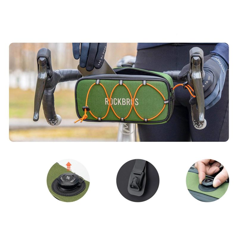 Rockbros TL001 ROAD TO SKY 1.9L Handlebar Waterproof - Green zielony sporttáska 5907769384219-211527