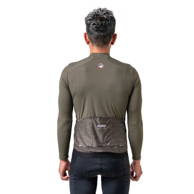 Rockbros 15220003004 ROAD TO SKY men's cycling jersey long sleeve - green zöld póló