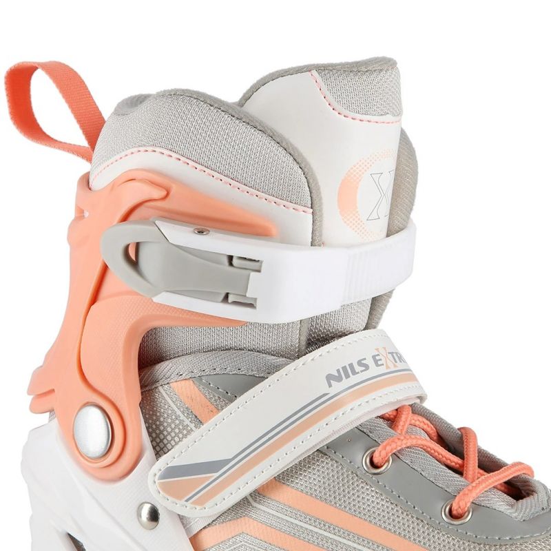 NILS Extreme NH18190 2in1 inline skates, white and pink, size S (29-33), with replaceable hockey blade rózsaszín sípcsontvédő