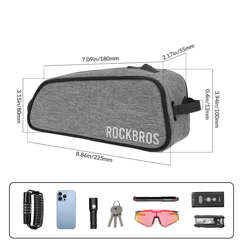 Rockbros 30120045003 ROAD TO SKY bicycle for the top frame tube, waterproof, 0.7L - gray szary táska