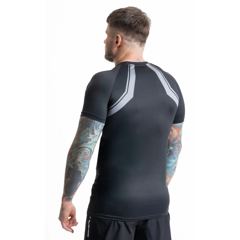DBX Bushido short sleeve rashguard with logo szürke sípcsontvédő RK-01