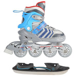 NH18192 4in1 GREY-BLUE SIZE S(29-33) ROLLER SKATES WITH HOCKEY SLEEVE NILS EXTREME kék görkorcsolya