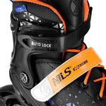 NH18190A 4-in-1 BRAVE BLUE-ORANGE ROLLER SKATES SIZE S (29-33) WITH NILS EXTREME HOCKEY BOARD narancssárga utcai cipő