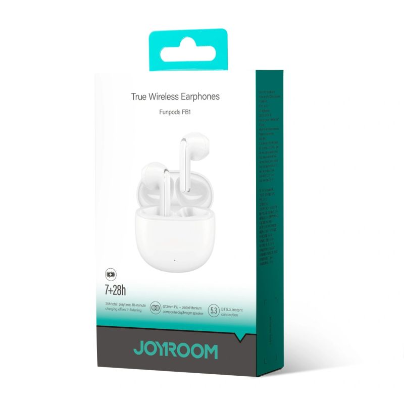 head Joyroom JR-FB1 Funpods Bluetooth 6.0 In-Ear TWS Wireless Headphones - White fehér headsets