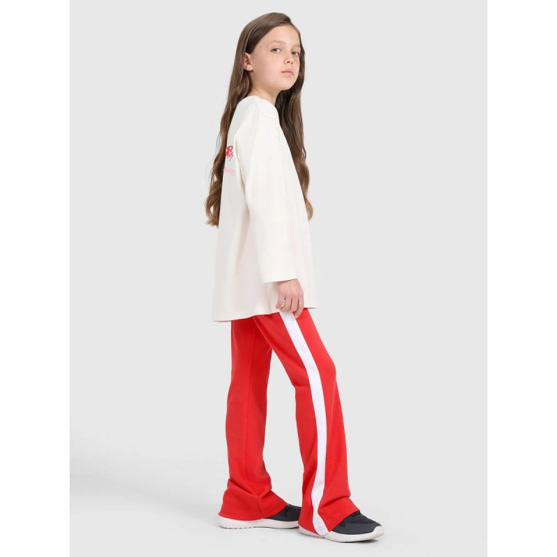 Oversized longsleeve with print for girls 4F 4FJRAW25TLONF589-11S hosszú ujjú póló