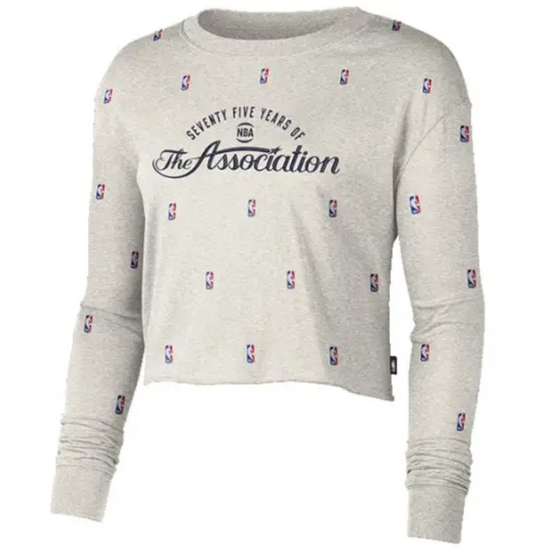 Women's Nike NBA N31 Courtside Longsleeve Crop T-shirt Birch Heather - DA6810-051 hosszú ujjú póló
