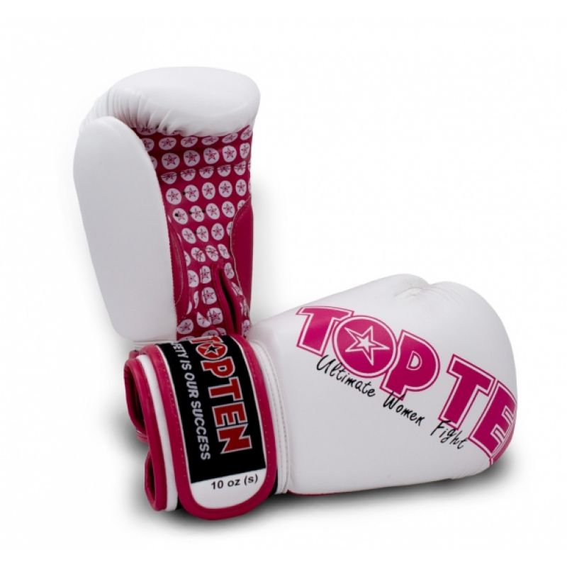 TOP TEN "Woman" Boxing Gloves 10 oz biało - różowy kesztyű