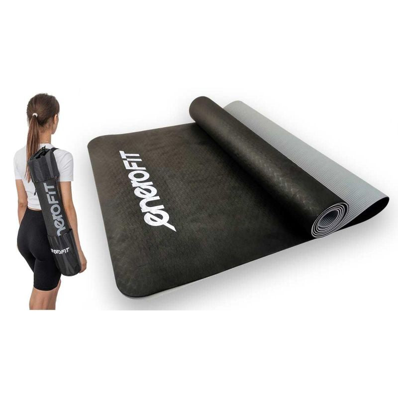 Enero Yoga And Fitness Mat Tpe Anti-Slip Black And Grey Fit szürke mats, training equipment