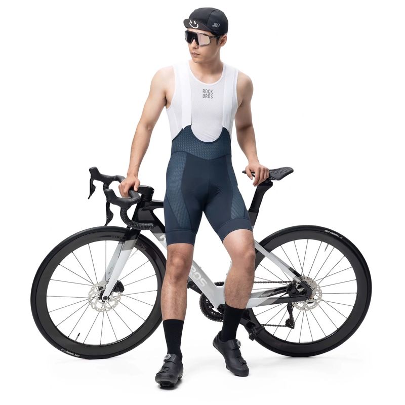 Rockbros Men's Cycling Bib with Pad Size M - Dark Blue niebieski \ m short
