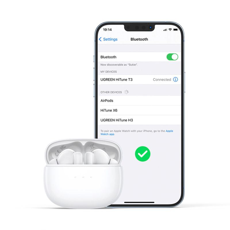 head Ugreen HiTune T3 Active WS106 Wireless Bluetooth 5.2 TWS ANC Headphones - White biały computers and accessories