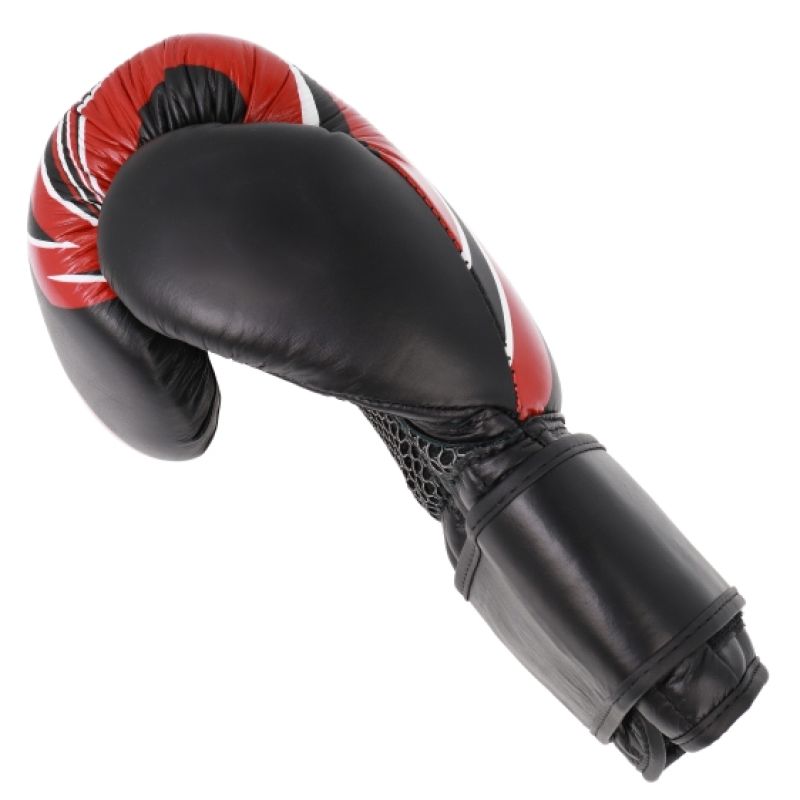 MASTERS FIGHT EQUIPMENT RBT-5A leather boxing gloves black and red piros kesztyű 0155-120102