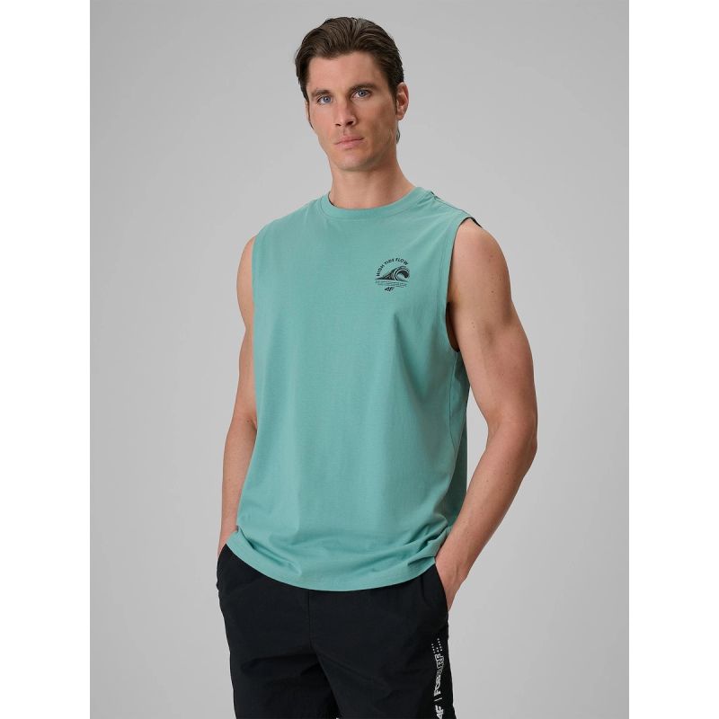 4F Men's relaxed sleeveless T-shirt with print ruházat