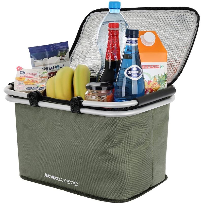 Enero Foldable Thermal Tourist Basket 24l Green Camp zöld tourist equipment, picnic baskets