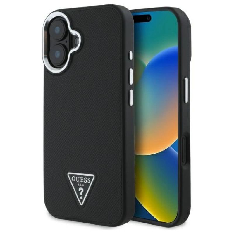 Guess GUHMP16MPGTSPSK iPhone 16 Plus 6.7" /black hardcase Grained Triangle MagSafe fekete táska