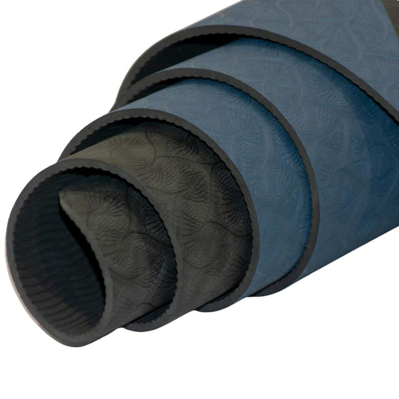 Enero Yoga And Fitness Mat Tpe Anti-Slip Black And Blue Fit fekete mats, training equipment