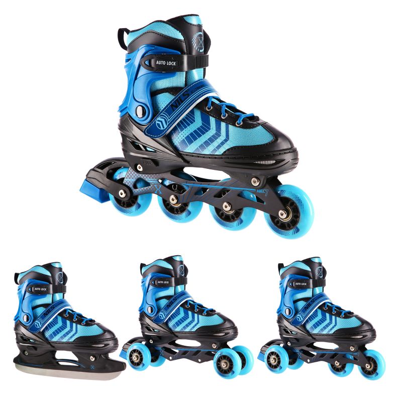 NH18192A 4in1 BLACK-BLUE SIZE L(39-43) ROLLER SKATES WITH HOCKEY SLEEVE NILS EXTREME kék görkorcsolya