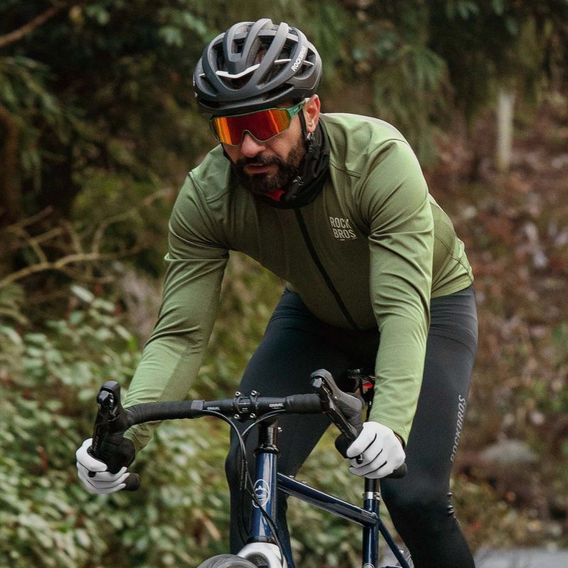 Rockbros ROAD TO SKY windproof insulated cycling jersey M - green m \ zielony pulóver