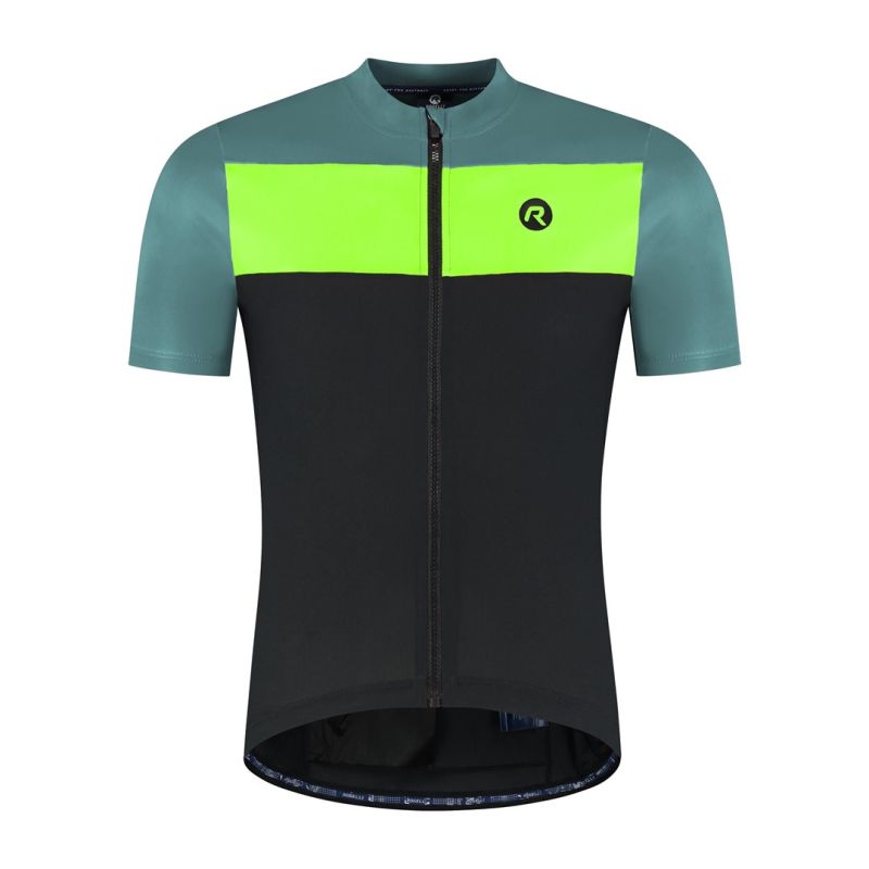 Rogelli CORE BLOCK T-shirt black-turquoise-yellow 7XL sárga póló
