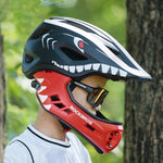 Rockbros TT-32006 Shark Children's Bike Helmet with Detachable Jaw Size S (48-52) - Black czarny \ s helmets, martial arts equipment