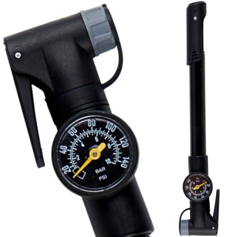 Dunlop MINI BICYCLE PUMP WITH MANOMETER 120 psi (8 bar) BLACK fekete pumpa GSP-434285
