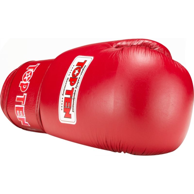 TOP TEN RTT-COMPETITION Leather Boxing Gloves 10oz (WORLD BOXING APPROVED) czerwony+10 oz kesztyű