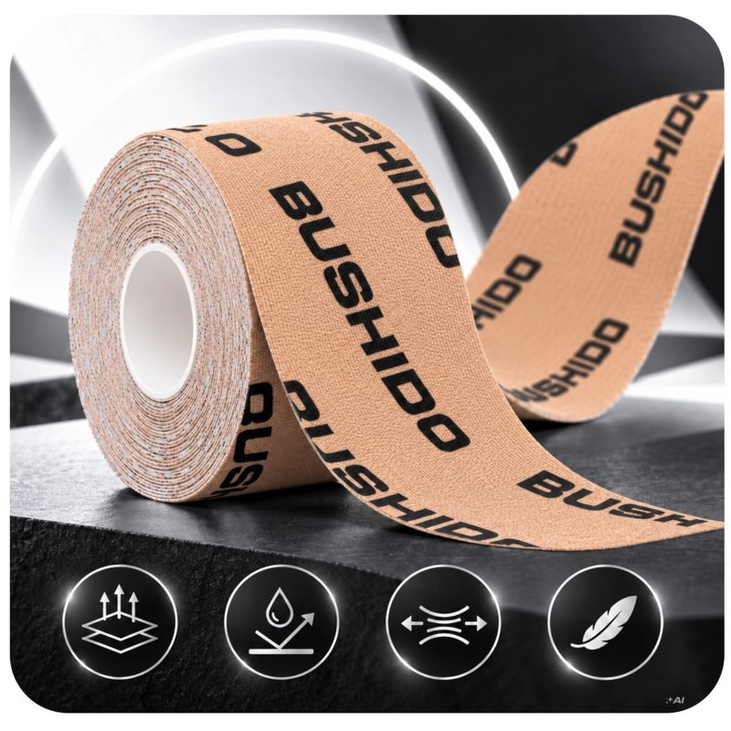 DBX Bushido Kinesiological Tape For Taping 5m Self-Adhesive Beige | czarny || beżowy zokni szalag DBX-TAPE-Brown