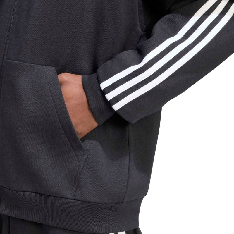 Adidas Men's Essentials 3-Stripes Fleece Full-Zip Hoodie fekete ruházat KY6559