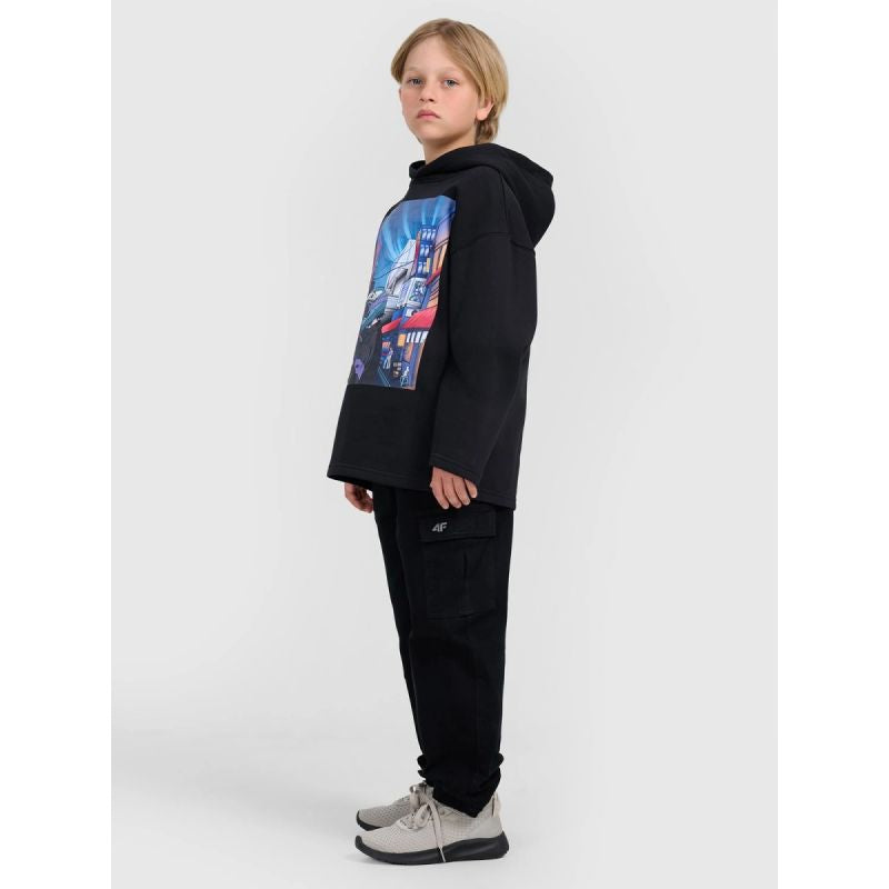 Boy's sweatshirt with hood, open, 4F 4FJRAW25TSWSM2345-20S