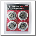 Nils Extreme PU 84x24 82A TRANSPARENT (4 pcs) + ABEC-7 CHROME (8 pcs) SET görkorcsolya 16-32-018