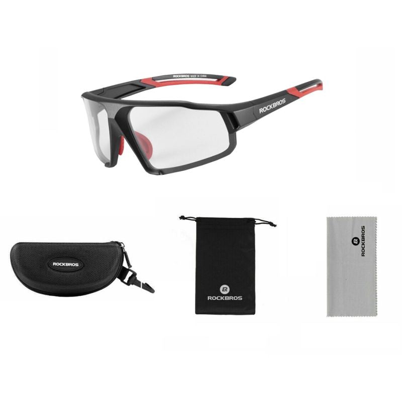 Rockbros photochromic glasses black and red piros glasses, training equipment