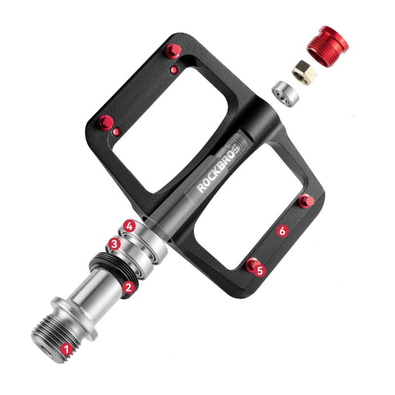 Rockbros Platform Bicycle Pedals with Titanium Axle and Magnesium Alloy Bearings - Black