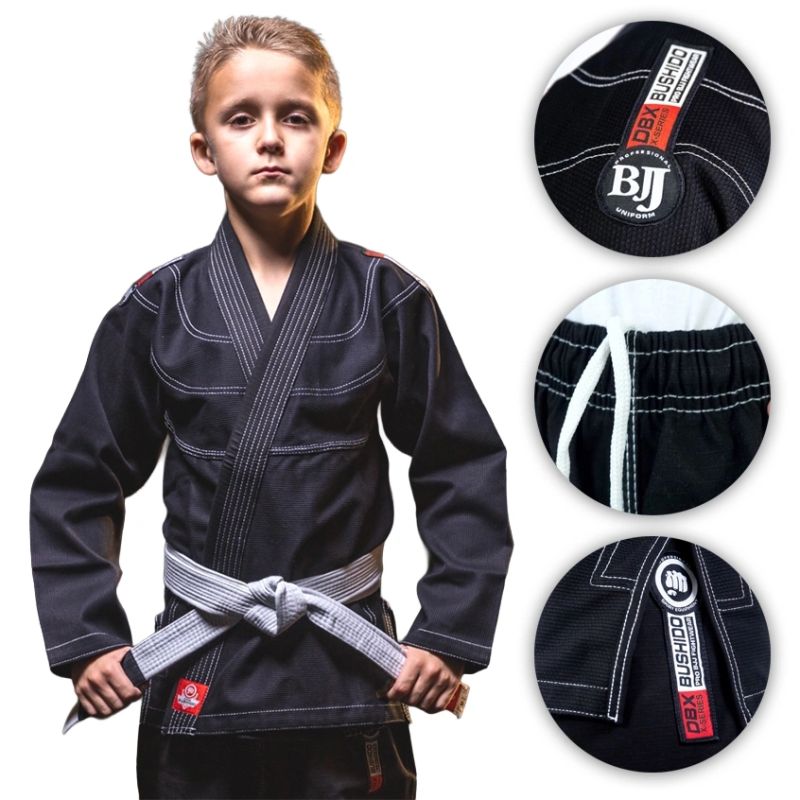 DBX Bushido BJJ Kimono / GI for Kids Black + FREE Belt - X-SERIES fekete kimonos, sachets, belts, bags